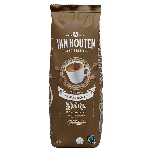 Van Houten Dark Ground Chocolate 1kg (1 x 1kg)