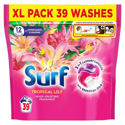Surf 3 in 1 Tropical Lily Laundry Washing Detergent Capsules 2x 39 washes (2 x 2x39pk)