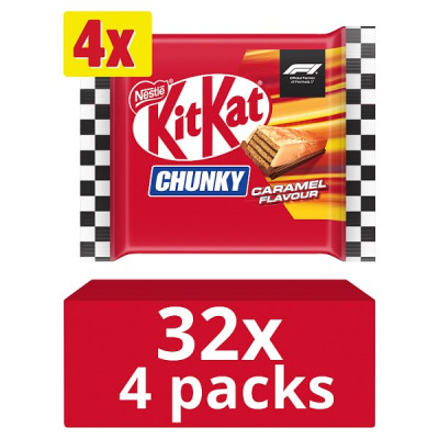 KitKat F1 Chunky Caramel Flavour Milk Chocolate Bar 4 Pack Multipack 160g (32 x 4pk)