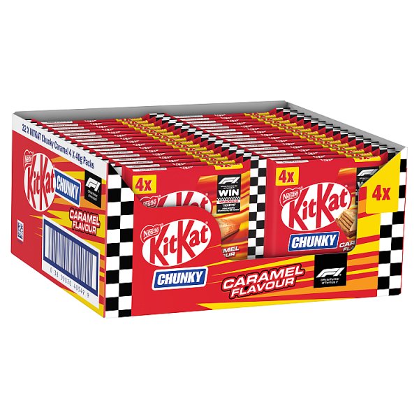 KitKat F1 Chunky Caramel Flavour Milk Chocolate Bar 4 Pack Multipack 160g (32 x 4pk)