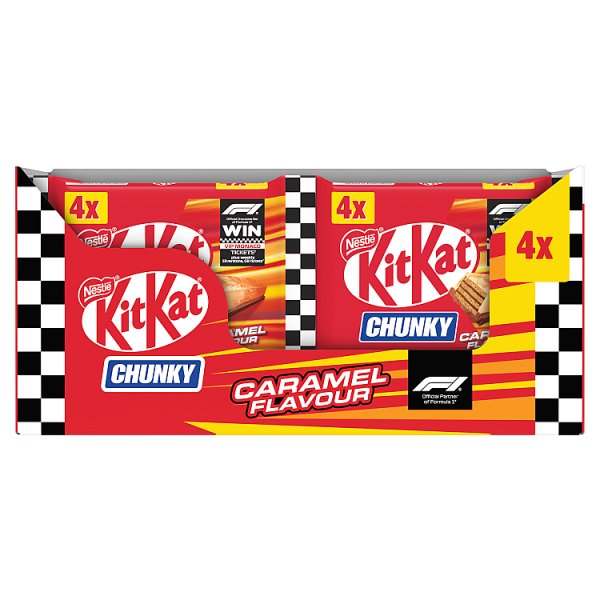 KitKat F1 Chunky Caramel Flavour Milk Chocolate Bar 4 Pack Multipack 160g (32 x 4pk)