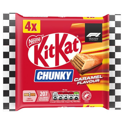 KitKat F1 Chunky Caramel Flavour Milk Chocolate Bar 4 Pack Multipack 160g (32 x 4pk)