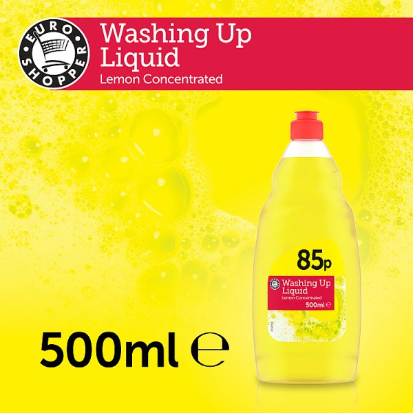 Euro Shopper Lemon Concentrated Washing Up Liquid 500ml (8 x 500ml)