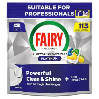 Fairy Professional Platinum Dishwasher Tablets, Fresh Lemon Scent, 113 Washes (1 x 113pk)