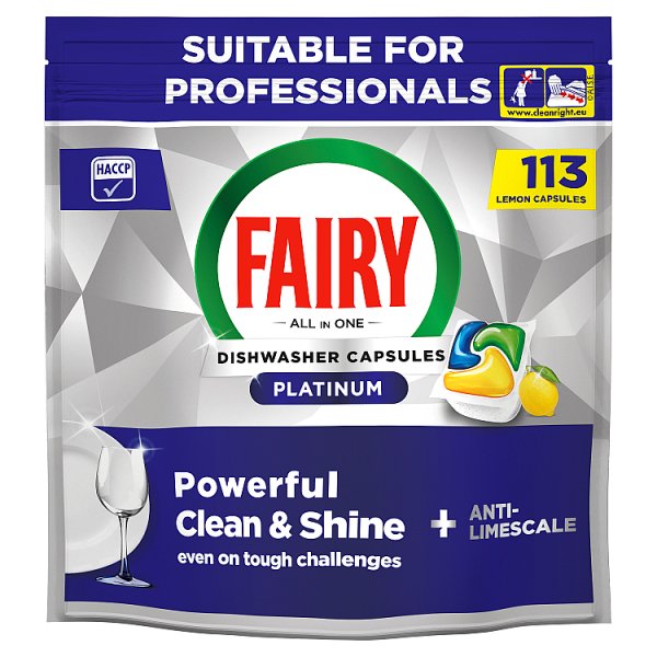 Fairy Professional Platinum Dishwasher Tablets, Fresh Lemon Scent, 113 Washes (1 x 113pk)