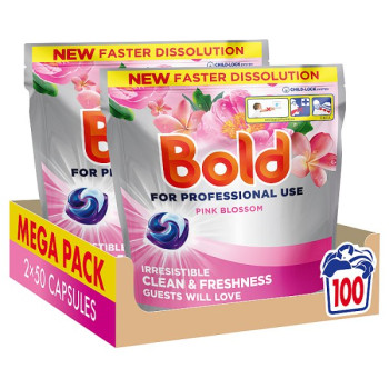 Bold Professional All-in-1 Detergent Pods Pink Blossom, 100 washes (1 x 2x50pl)