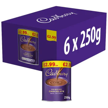 Cadbury Drinking Hot Chocolate Cocoa Powder 250g PMP £2.99 (6 x 250g)