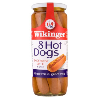 Wikinger 8 Hot Dogs Bockwurst Style in Brine 1030g (Drained Weight 720g)