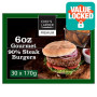 Chef's Larder Premium 6oz Gourmet 90% Steak Burgers 30x170g