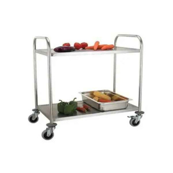 2 Tier Stainless Steel Trolley, Round Tube 1