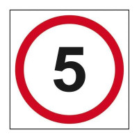 5 Mph Speed Limit Road Sign, 1.2mm Recyclable Polypropylene, W400mm x H400mm
