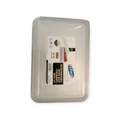 58oz White Base Rect Microwave Container+ Lids