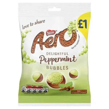 Aero Bubbles Peppermint Mint Chocolate Bag 80g (Case of 12) Aero Bubbles Peppermint Mint Chocolate Bag 80g (Case of 12)
