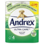 Andrex Toilet Tissue Ultra Care Extra Soft Ripples 4 Rolls (Case of 5)
