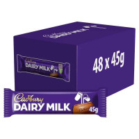 Cadbury Dairy Milk Chocolate Bar 45g (Pack of 48)