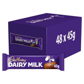 Cadbury Dairy Milk Chocolate Bar 45g (Pack of 48)