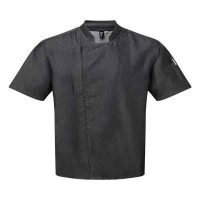 Chef Jacket Short Sleeve Denim Black and Indigo