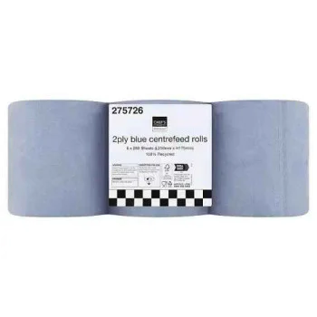Chefs Essentials 2Ply Blue Centrefeed 6 Pack Rolls