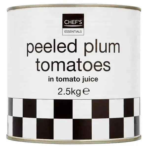 Chefs Essentials Peeled Plum Tomatoes in Tomato Juice 2.5kg (Drained Weight 1.5kg) Chefs Essentials Peeled Plum Tomatoes in Tomato Juice 2.5kg (Drained Weight 1.5kg)
