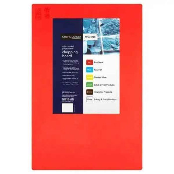 Chefs Larder Hygiene Chopping Board Red 45x30cm (Case of 10) Chefs Larder Hygiene Chopping Board Red 45x30cm (Case of 10)