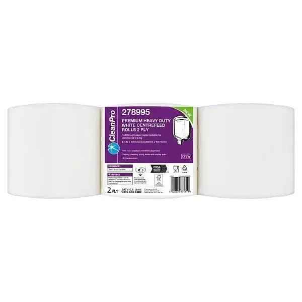 CleanPro Premium Heavy Duty White Centrefeed Rolls 2 Ply 6 Rolls CleanPro Premium Heavy Duty White Centrefeed Rolls 2 Ply 6 Rolls