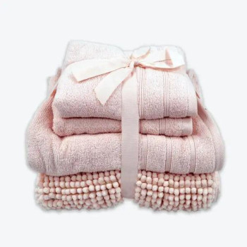 Coordinated Bobble Bath Mat & Towel Set - 4 Pack (Blush) Coordinated Bobble Bath Mat & Towel Set - 4 Pack (Blush)