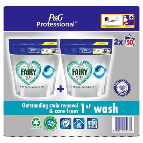 Fairy Professional Non Bio All-In-1 Pods Washing Liquid Laundry Detergent Tablets, 100 Washes