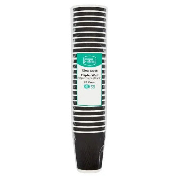 FyNite 25 Triple Wall Ripple Cups Black (Case of 20)