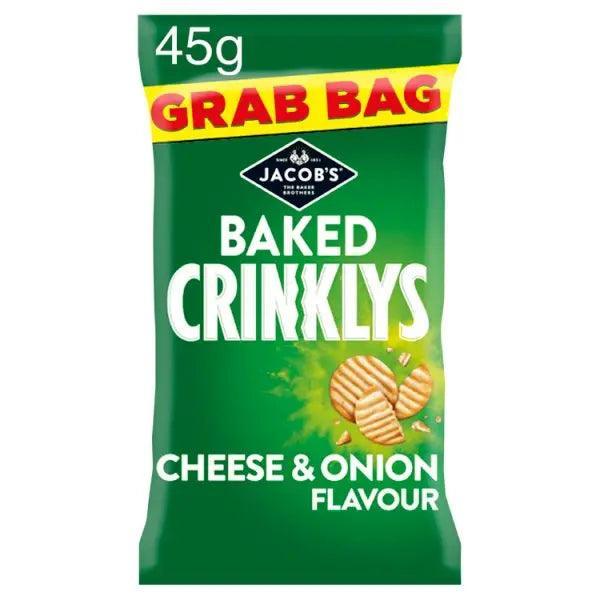 Jacob's Baked Crinklys Cheese & Onion Grab Bag 45g (Case of 30) Jacob's Baked Crinklys Cheese & Onion Grab Bag 45g (Case of 30)