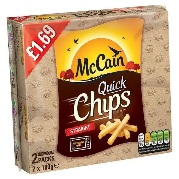McCain Quick Chips Straight 2 x 100g (200g) - (Case of 12) McCain Quick Chips Straight 2 x 100g (200g) - (Case of 12)