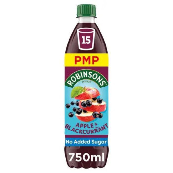 Robinsons Apple & Blackcurrant No Added Sugar Squash PMP 750ml (Case of 12) Robinsons Apple & Blackcurrant No Added Sugar Squash PMP 750ml (Case of 12)
