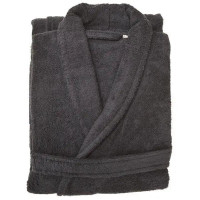Unisex Shawl Bathrobe S/M Charcoal 2 Pack