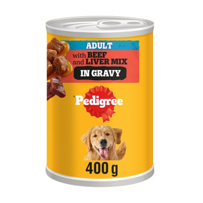 PEDIGREE® Adult Wet Dog Food Chunks in Gravy with Beef 400g Can (12 x 400g)