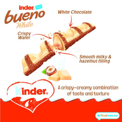 Kinder Bueno White Chocolate & Hazelnut Wafer Biscuit Snack Bar 39g (30 x 39g) Kinder Bueno White Chocolate & Hazelnut Wafer Biscuit Snack Bar 39g (30 x 39g)