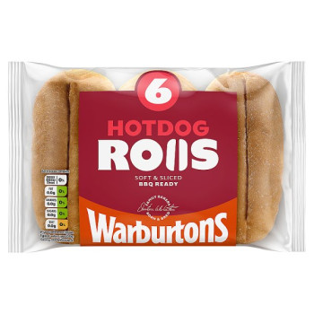 Warburtons 6 Soft & Sliced Hotdog Rolls (1 x 6s)
