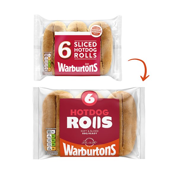 Warburtons 6 Soft & Sliced Hotdog Rolls (1 x 6s) Warburtons 6 Soft & Sliced Hotdog Rolls (1 x 6s)