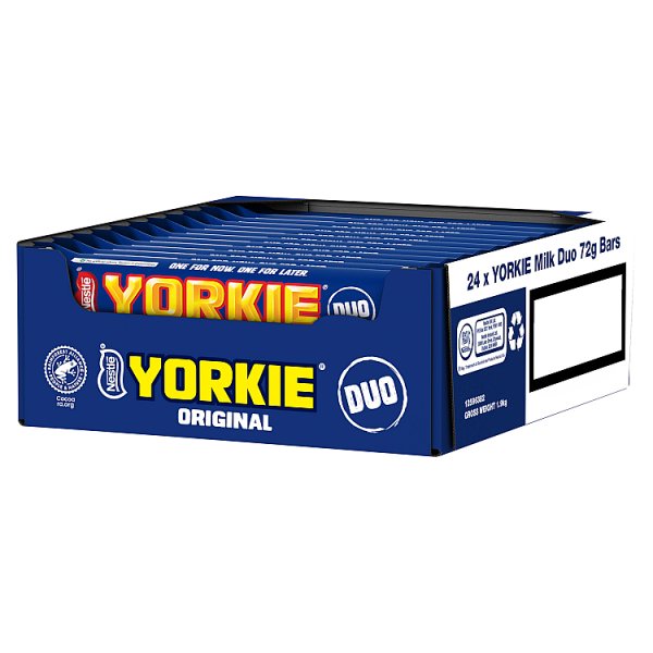 Yorkie DUO Milk Chocolate Bar 72g (24 x 72g)