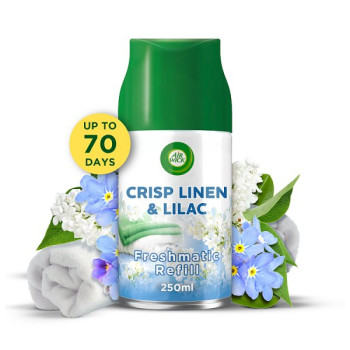 Air Wick Freshmatic Refill, Crisp Linen & Lilac Air Freshener, 250ml (4 x 250ml)
