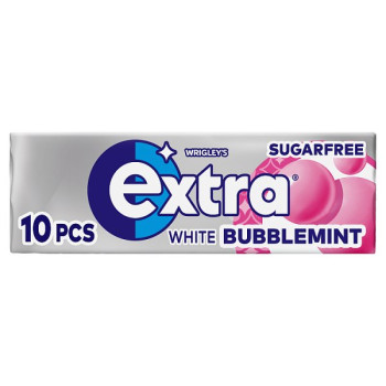 Extra White Chewing Gum Sugar Free Bubblemint x10 Pieces (30 x 10pk)