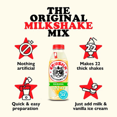 Crusha Banana Flavour Milkshake Mix 1 Litre (1 x 1ltr)