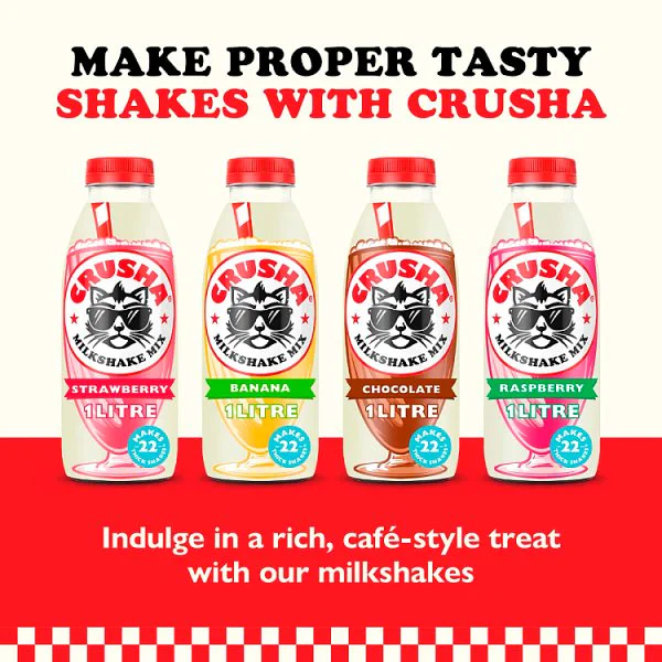 Crusha Banana Flavour Milkshake Mix 1 Litre (1 x 1ltr)