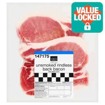 Chef's Essentials Unsmoked Rindless Back Bacon 2kg (5 x 2kg)