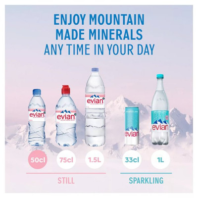 Evian Natural Bottled Mineral Still Water 500ml (24 x 50cl)