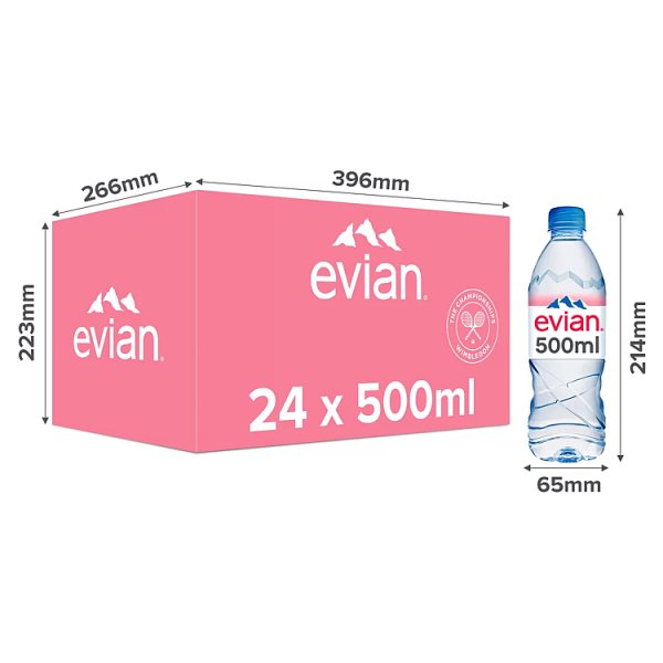 Evian Natural Bottled Mineral Still Water 500ml (24 x 50cl)