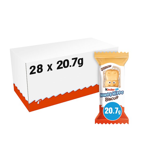 Kinder Happy Hippo Milk & Hazelnut Filling Wafer Biscuit Snack Bar 20.7g (28 x 20.5g)