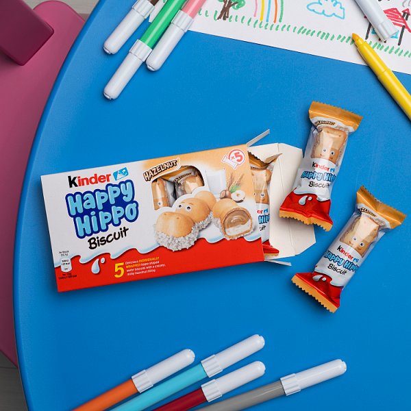 Kinder Happy Hippo Milk & Hazelnut Filling Wafer Biscuit Snack Bar 20.7g (28 x 20.5g)