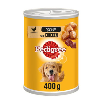 Pedigree Adult Wet Dog Food Tin Chicken in Gravy 400g (12 x 400g)