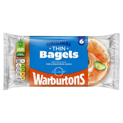 Warburtons 6 Original Thin Bagels (1 x 6s)