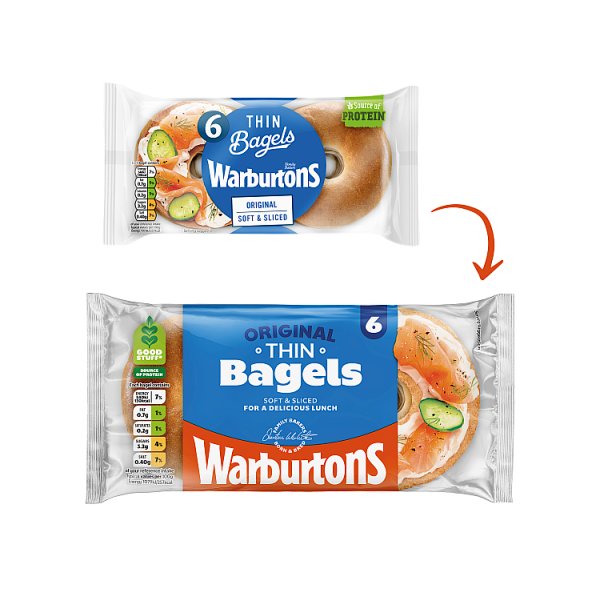 Warburtons 6 Original Thin Bagels (1 x 6s)