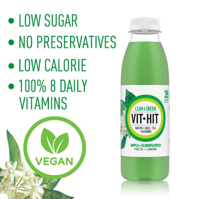 Vit Hit Lean & Green Apple + Elderflower 500ml (12 x 500ml)